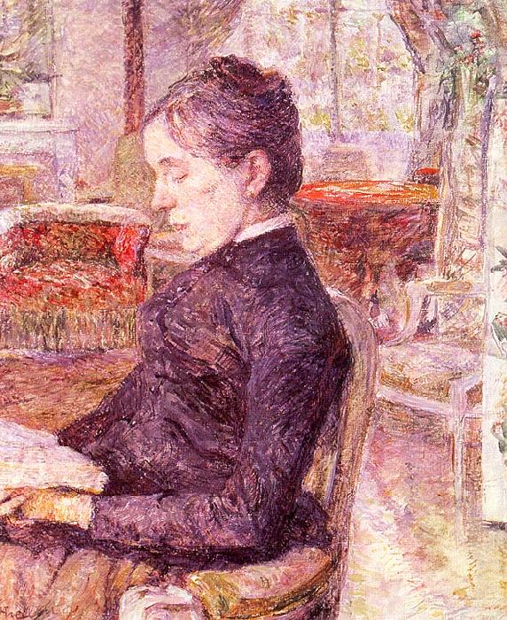 Henri  Toulouse-Lautrec The Reading Room at the Chateau de Malrome Norge oil painting art